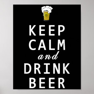 Poster Manter Calma E Beber Camisetas engraçadas De Cerve