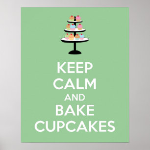 Poster Manter calma e Cupcakes Assar