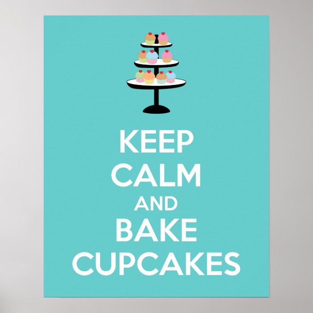Poster Manter calma e Cupcakes Assar (Frente)