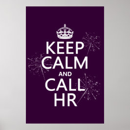Pôster Manter Calmo e Chamar HR (qualquer cor)