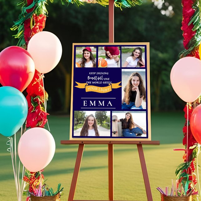 Pôster Manter Foto de Graduação de Várias Fotografias de  (Keep Shining Quote Multi Photo Graduation Photo Poster)