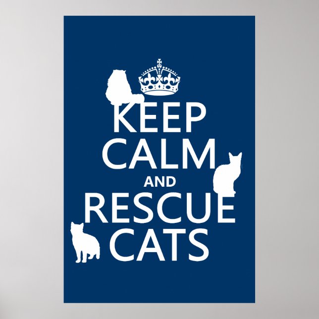 Poster Manter Gatos de Calma e Salvamento (em qualquer co (Frente)