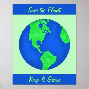 Poster Manter Verde Salvar o Ambiente da Terra Personaliz