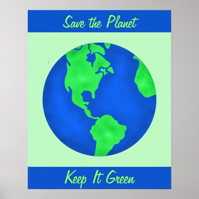 Poster Manter Verde Salvar o Ambiente da Terra Personaliz (Frente)