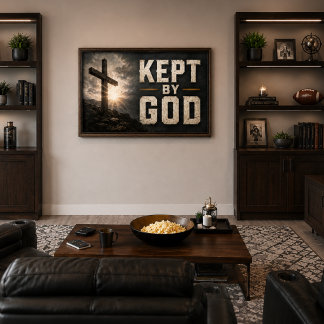 Poster Mantido Por Deus (com Cruz) Horizontal