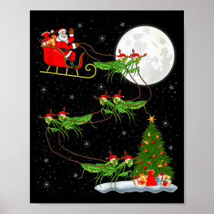 Poster Mantis Insecto Papai Noel Trenó Voador Divertido M