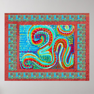 Poster MANTRA: Om 108 vezes Santo Fundo Vermelho