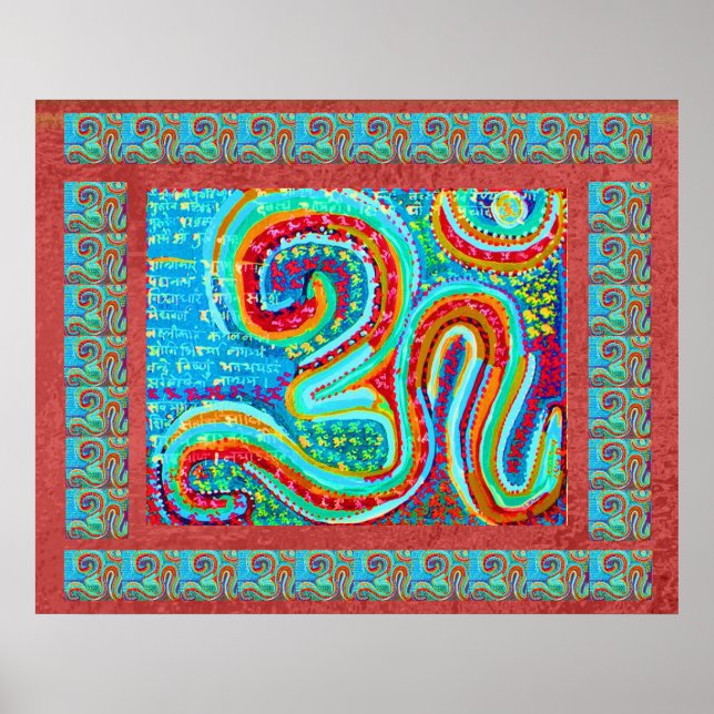 Poster MANTRA: Om 108 vezes Santo Fundo Vermelho (Frente)