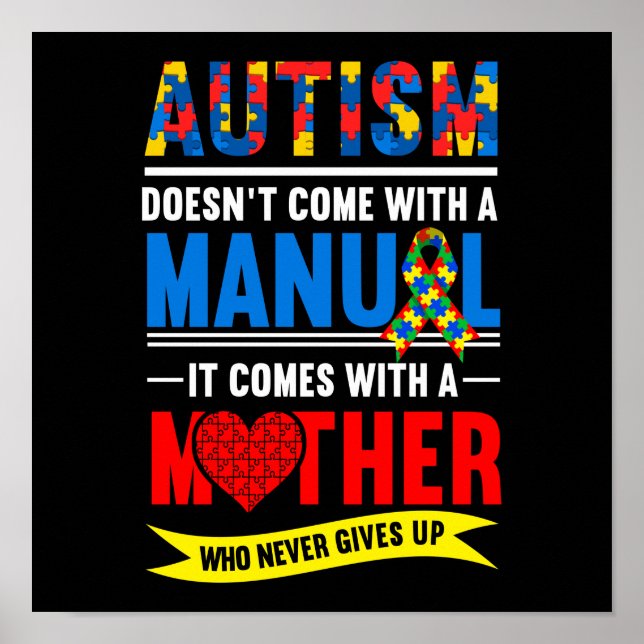 Poster Manual do Autismo Mãe Mãe Mãe Flor Arco-Íris (Frente)