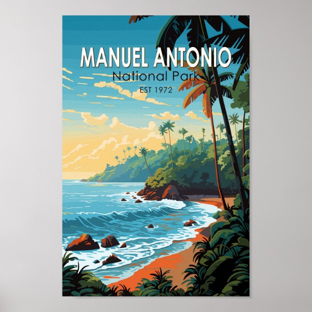 Poster Manuel Antonio National Park Viagem Art Vintage (Frente)