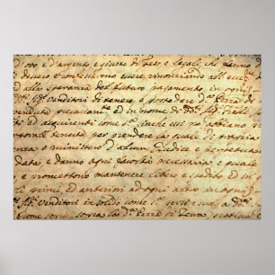 Poster Manuscrito antigo do século 1700 escrito a tinta