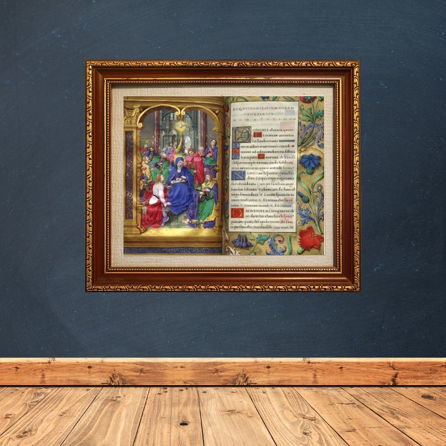 Poster Manuscrito da Cena de Pentecostes Medieval Renasce (Pentecost Scene Medieval Renaissance Manuscript Catholic Christian Art Poster)