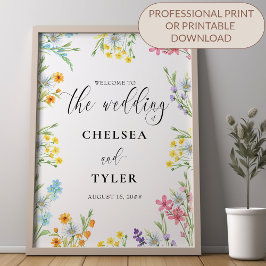 Poster Manuscrito De Casamento Da Fronteira Da Flor De Fl