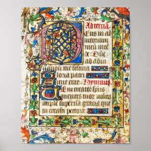 Poster Manuscrito Iluminado Medieval