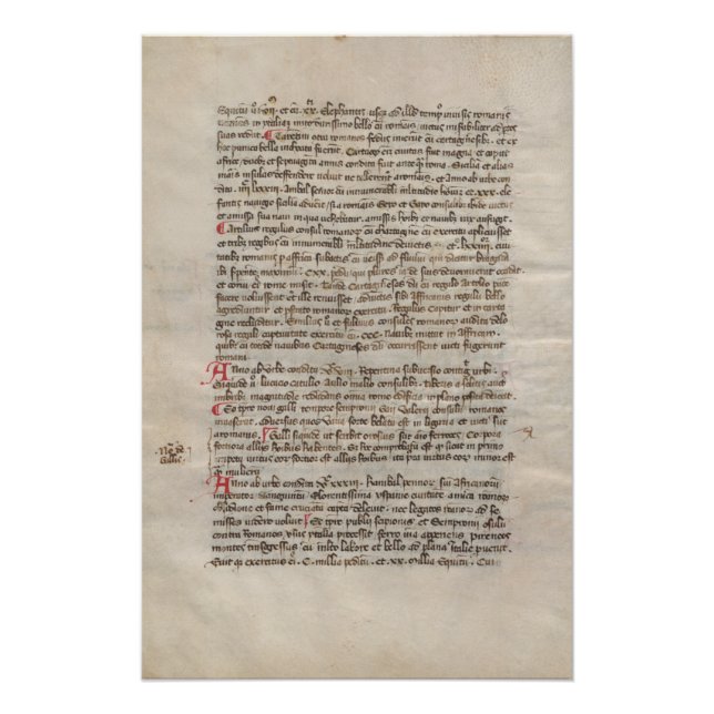 Pôster Manuscrito Medieval Cronicle da História Antiga (Frente)