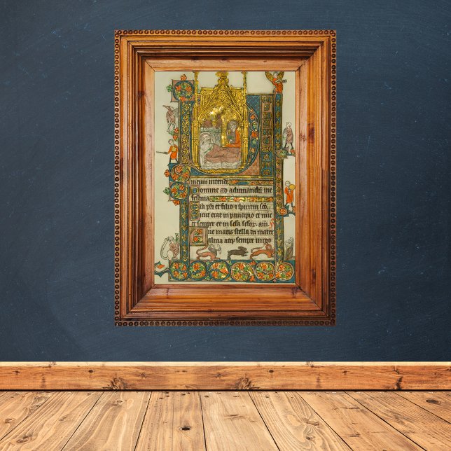 Poster Manuscrito medieval de Ave Maris Stella Christmas (Ave Maris Stella Christmas Medieval Manuscript Catholic Christmas Poster)