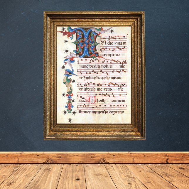 Poster Manuscrito Medieval Gregoriant Chant (Antiphon Gregoriant Chant Music Sheet Medieval Manuscript Catholic Christian Poster)