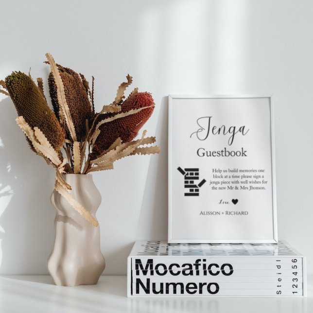 Poster Manuscrito minimalista casamento Jenga (Criador carregado)