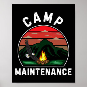 Poster Manutenção de Acampamento Retro Equipe de Acampame
