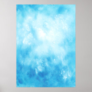 Poster Mão abstrata fundo tirado da aguarela: Azul