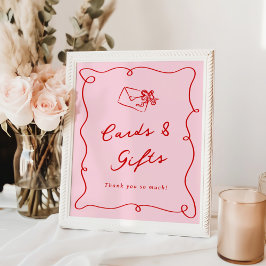 Poster Mão Branca Desenhada Rosa E Cartões E Presentes Ve