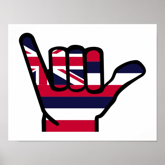 Pôster mão de bandeira do Havaí (Frente)
