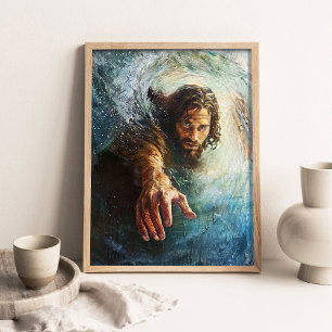 Poster Mão de Deus, Arte Cristã, Pintura de Jesus, Jesus