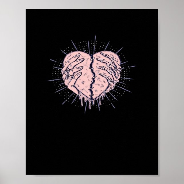 Poster Mão De Esqueleto Com Cardíaco Clássico (Frente)