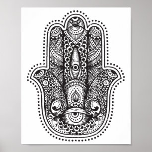Poster Mão de Hamsa de Fátima Símbolo Islâmico Oriental Y