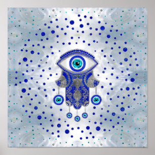 Poster Mão de Hamsa - Mão de Fatima Lapis Lazuli e Prat