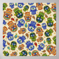 Mão de Hamsa - Mão do padrão colorido da Fátima