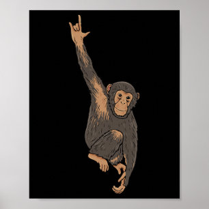 Poster Mão de Mão de MEU Macaco Gesto Surdo Perda de Ouvi