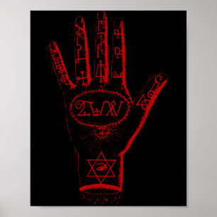 Poster Mão de Mistérios Sigilo do Pentagrama Satânico