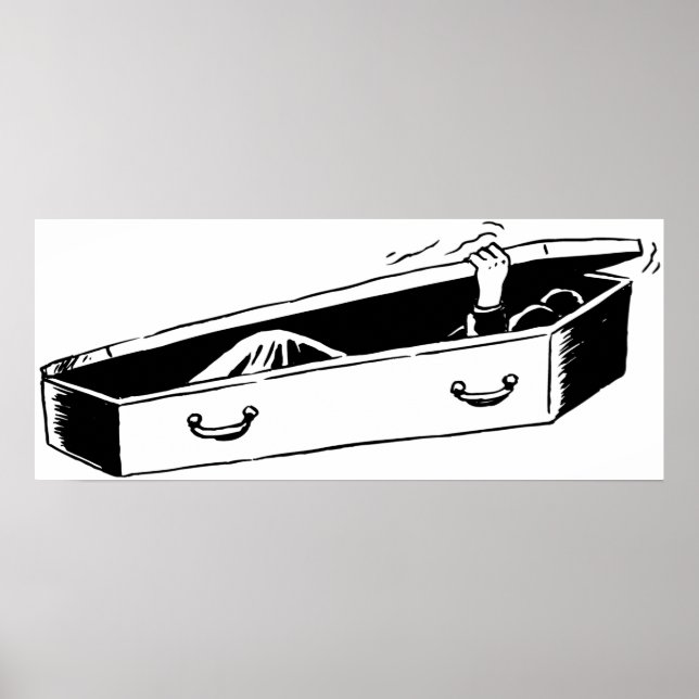 Poster Mão do Horror Emergindo do Caixão (Frente)