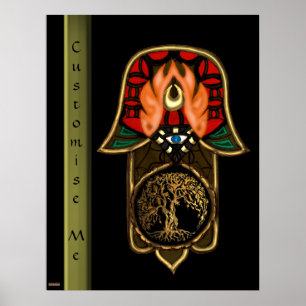 Pôster Mão do repto de Hamsa: Árvore de vida