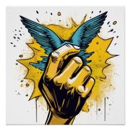 Pôster Mão e Asas - Arte Pop escura e Expressiva