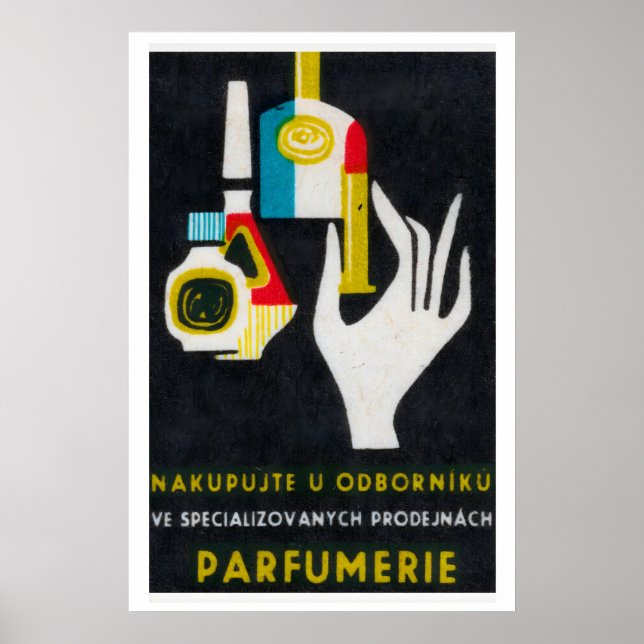 Poster Mão Estilizada Segurando um Frasco de Perfume (Frente)