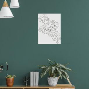 Poster Mão Monstera Minimalista Desenhada Gesto Preto Bra