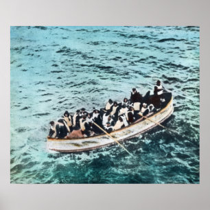 Poster Mão titânica do vintage do barco salva-vidas do