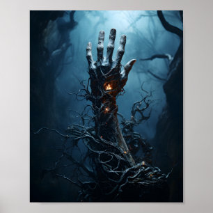 Poster Mão Zombie Saindo Do Halloween Assustador Grave