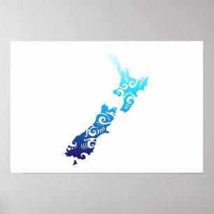 Poster Maori Nova Zelândia Mapa Tribal Tattoo Idea