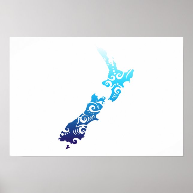Poster Maori Nova Zelândia Mapa Tribal Tattoo Idea (Frente)