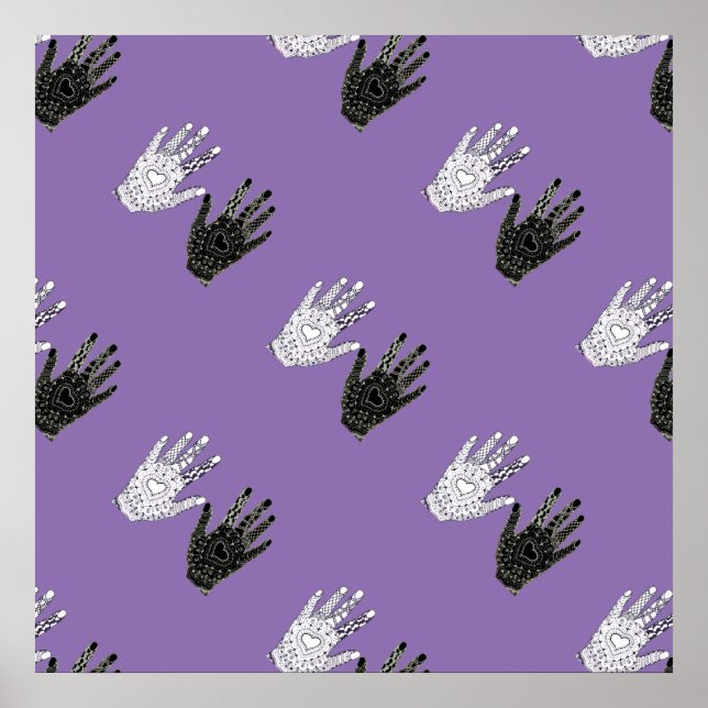 Pôster Mãos de Amizade Preta e Branca (Frente)