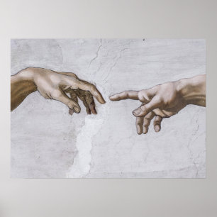 Poster Mãos de Deus e Adão de Michelangelo