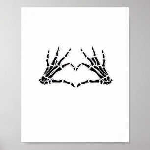 Poster Mãos De Esqueleto Em Forma De Coração - Arte Única