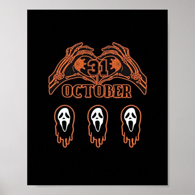 Poster Mãos De Esqueleto Para O Halloween Clássico (Frente)