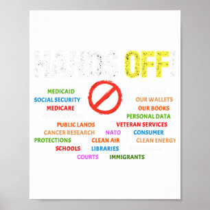 Poster Mãos de Protesto Medicaid Medicare Segurança Socia