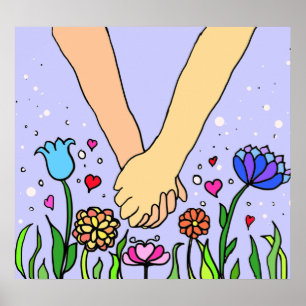 Pôster Mãos de Seguradora Românticas - presente de namora