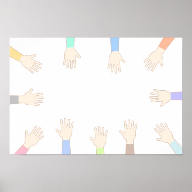 Poster Mãos de todos, conectando mãos. (Frente)