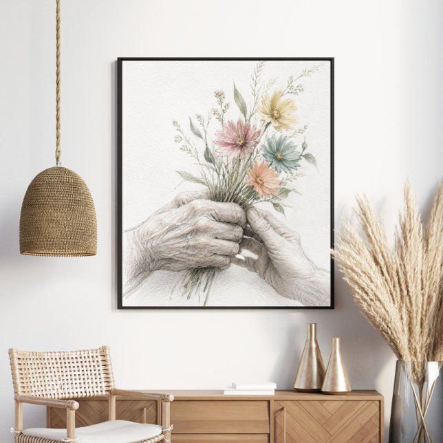 Poster Mãos Delicadas Compartilhando Flores Silvestres (Criador carregado)